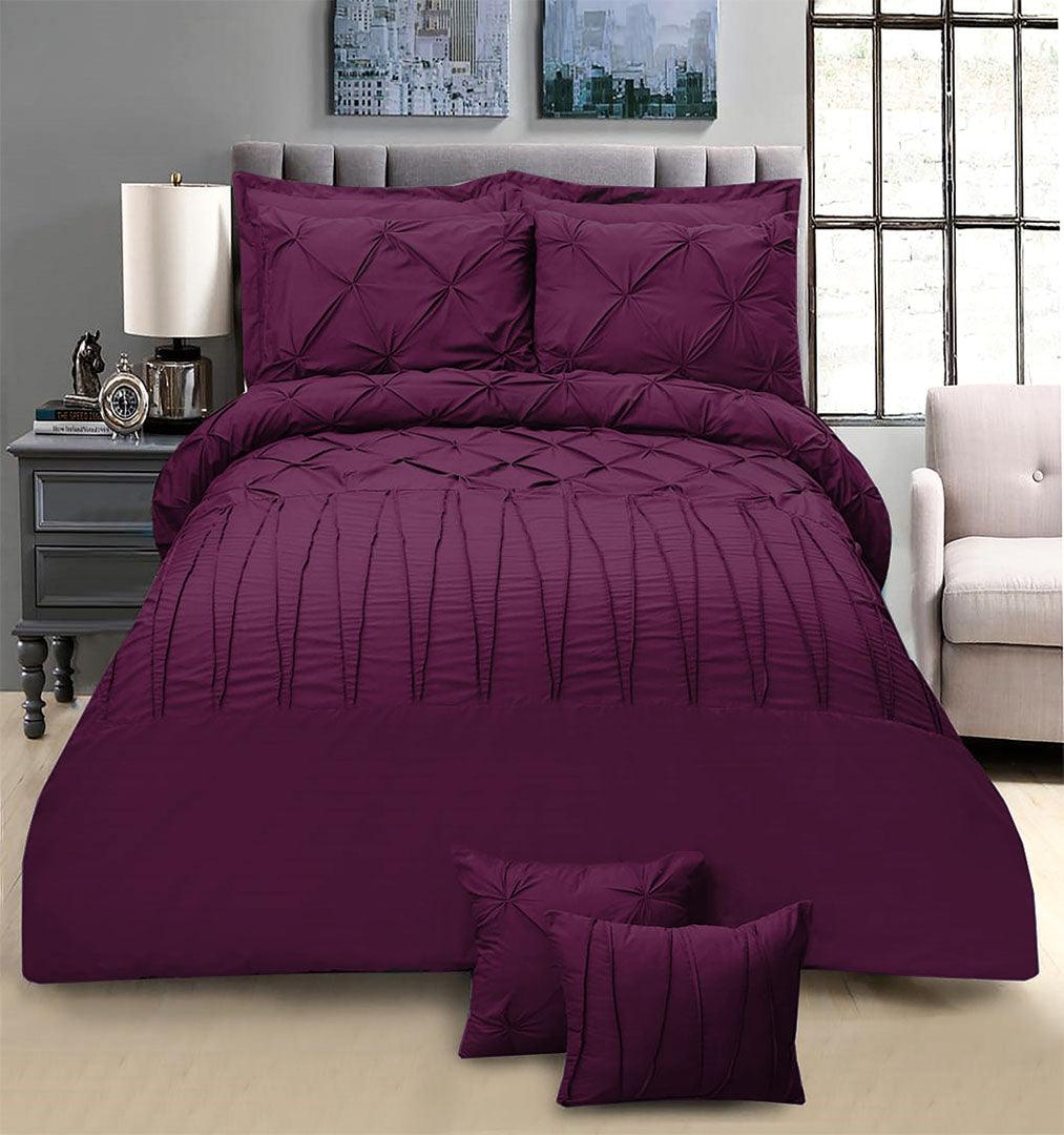 8Pcs Pintuck Duvet Set With Pleats Chocolate Brown – 92Bedding