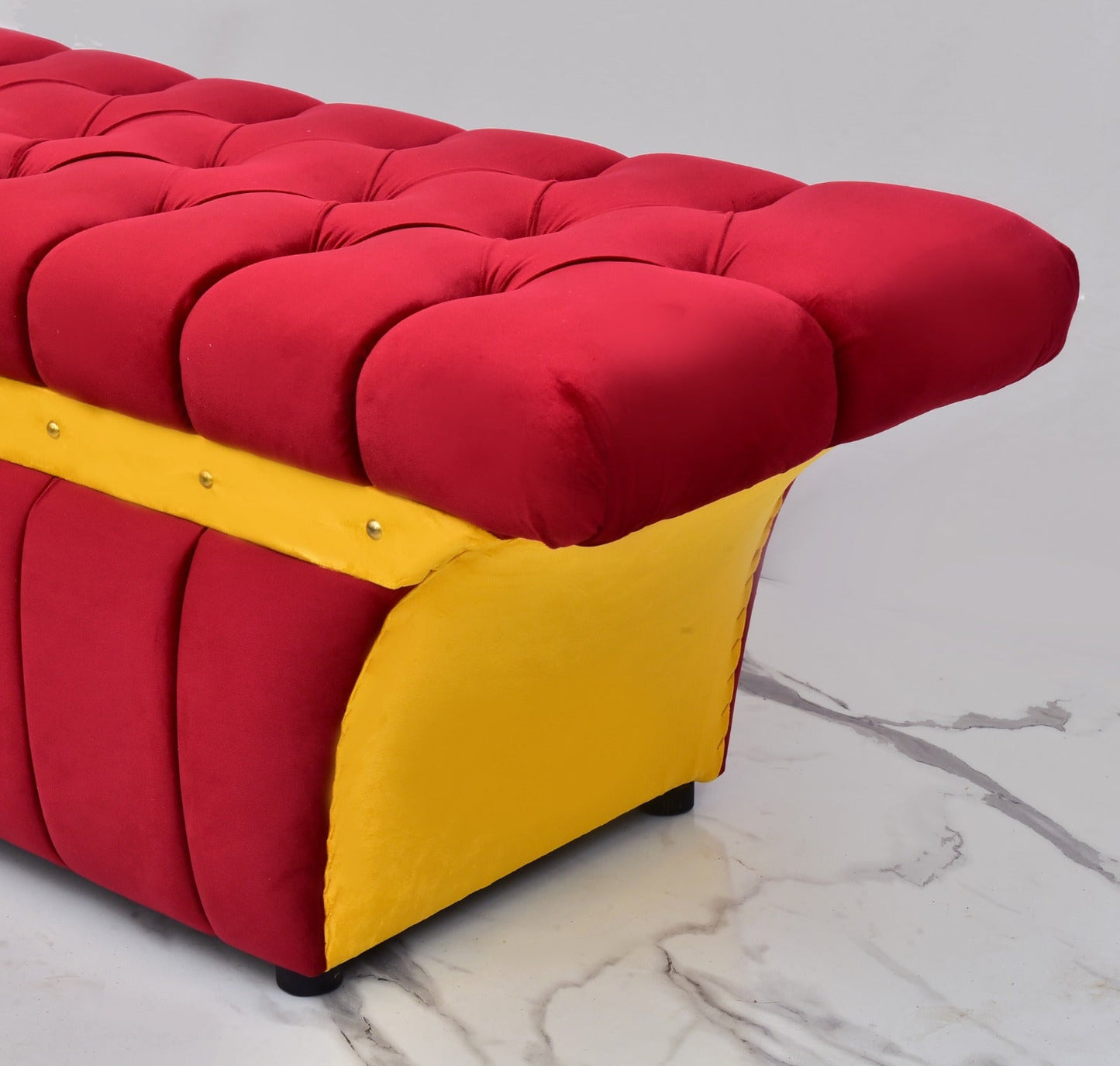 Luxury Three Seater Velvet Ottoman Stool - 1270