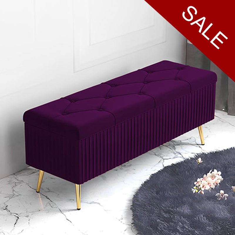 Luxury Three Seater Velvet Stool With Storage Box Space - 1260