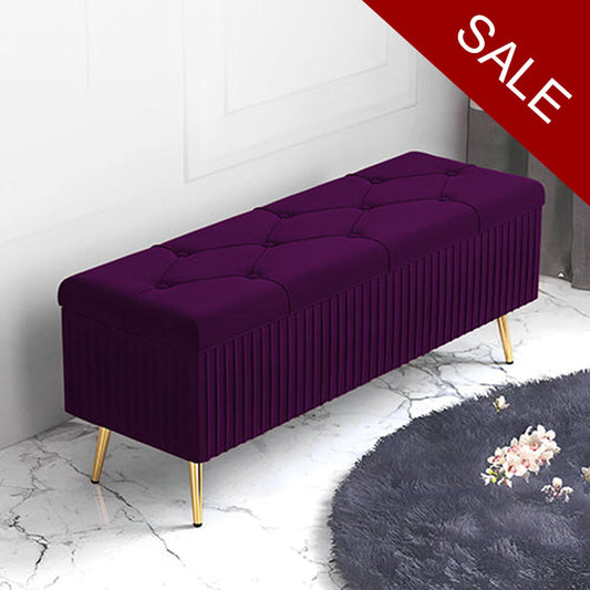 Luxury Three Seater Velvet Stool With Storage Box Space - 1260