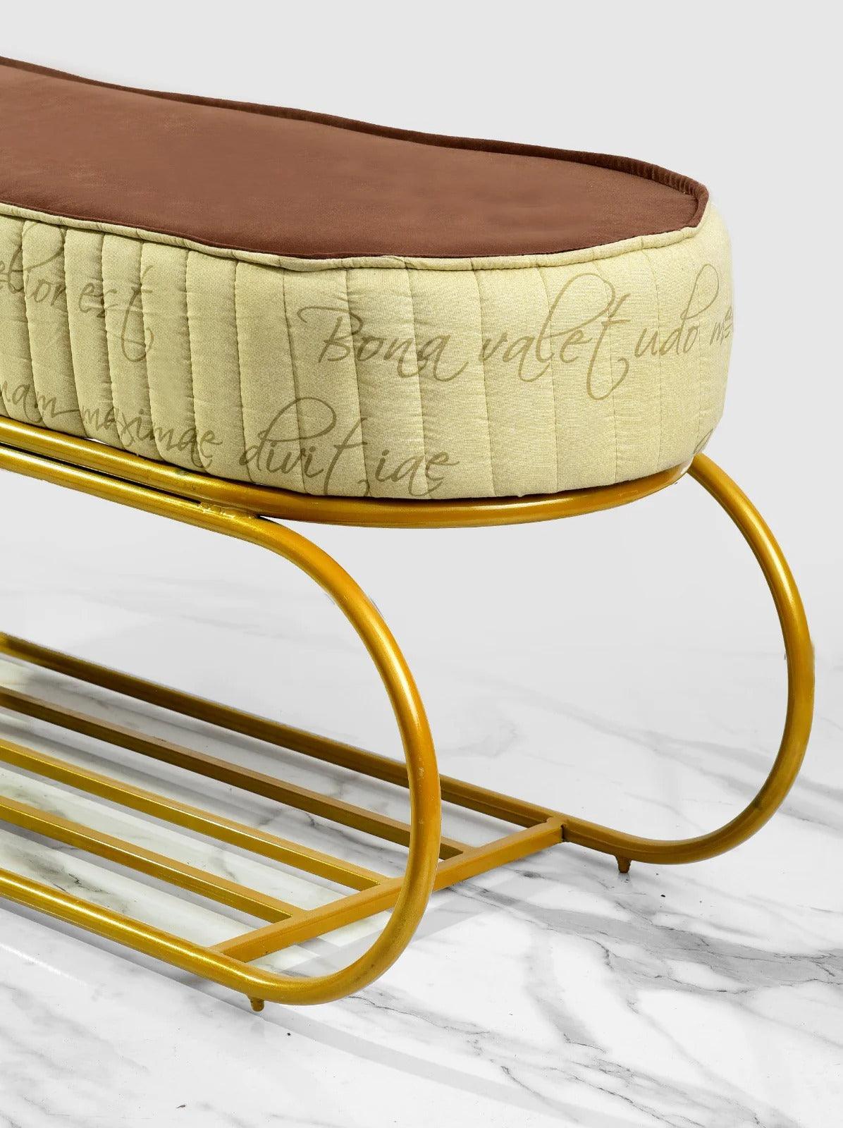 3 seater Printed Luxury Stool With Shoe Rack -1177 - 92Bedding