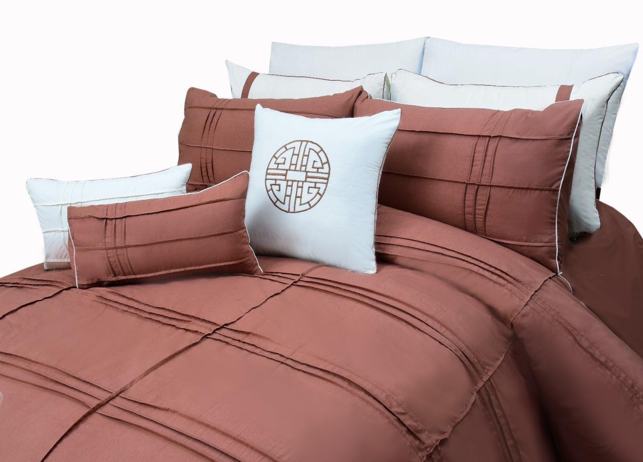 9 Pc's Pleated Embroidered & Corded Duvet Katha - 92Bedding