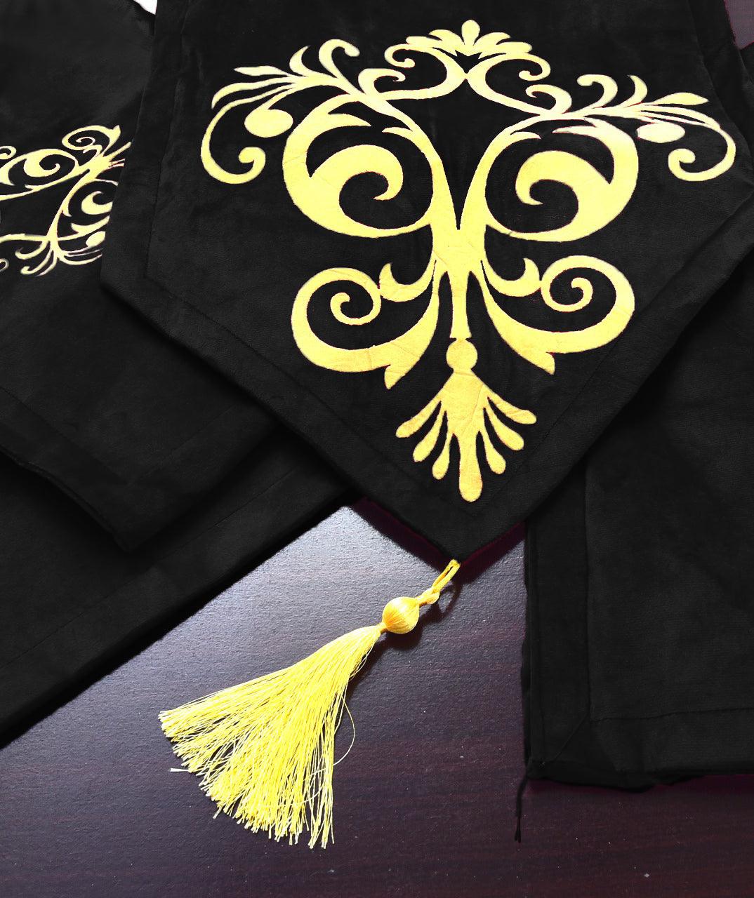 5 Pc's Velvet Embroidered Table Runner Set -118 - 92Bedding