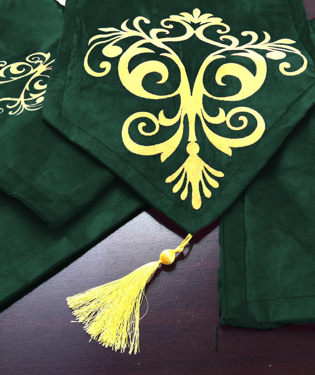 5 Pc's Velvet Embroidered Table Runner Set -114 - 92Bedding