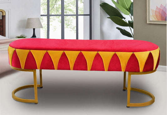 3 Seater Luxury Velvet Stool With Steel Stand -1153 - 92Bedding