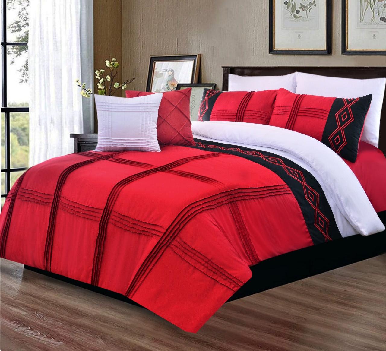 8 Pcs Pleated Embroidered Duvet Set - 92Bedding