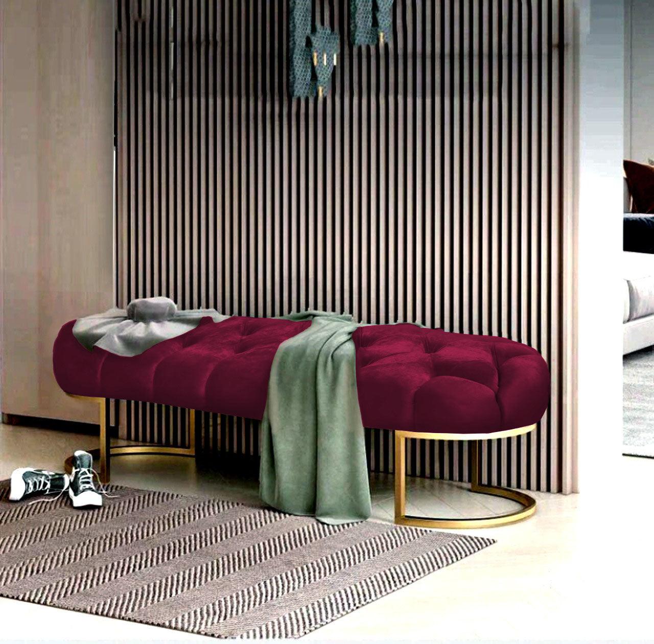 Luxury 3 Seater Ottoman Steel Stool -990 - 92Bedding