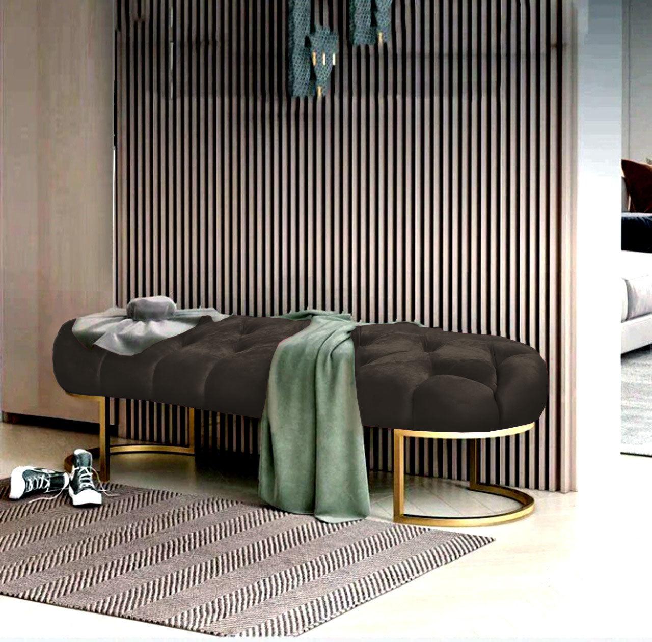 Luxury 3 Seater Ottoman Steel Stool -993 - 92Bedding