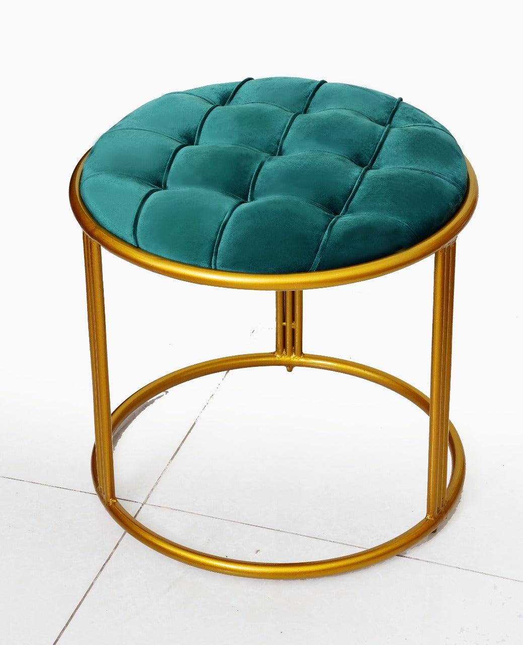 Luxury Velvet Round Stool With Steel Stand -896 - 92Bedding