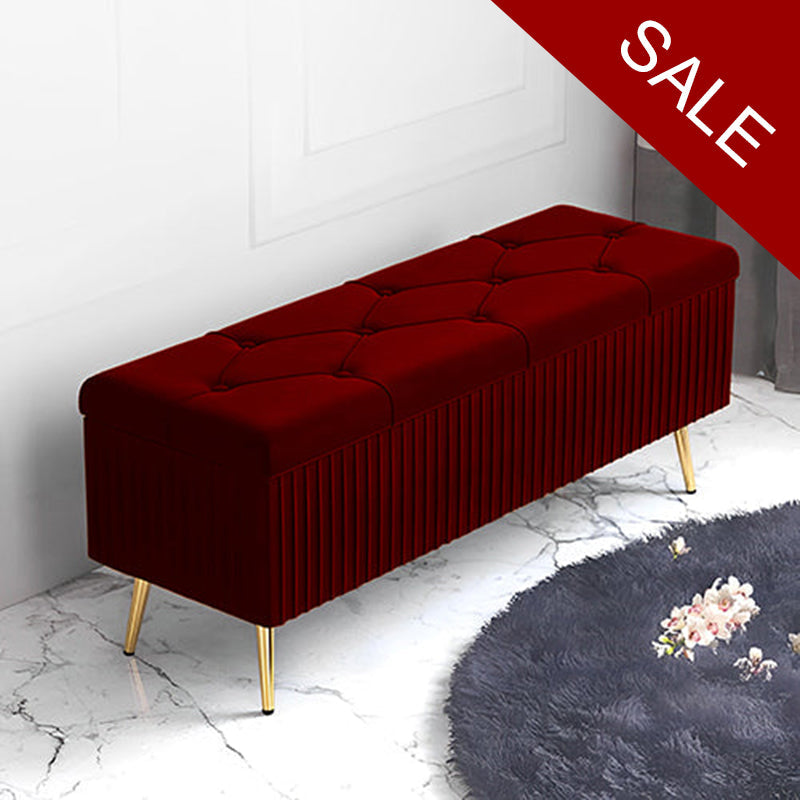 Luxury Three Seater Velvet Stool With Storage Box Space - 1260