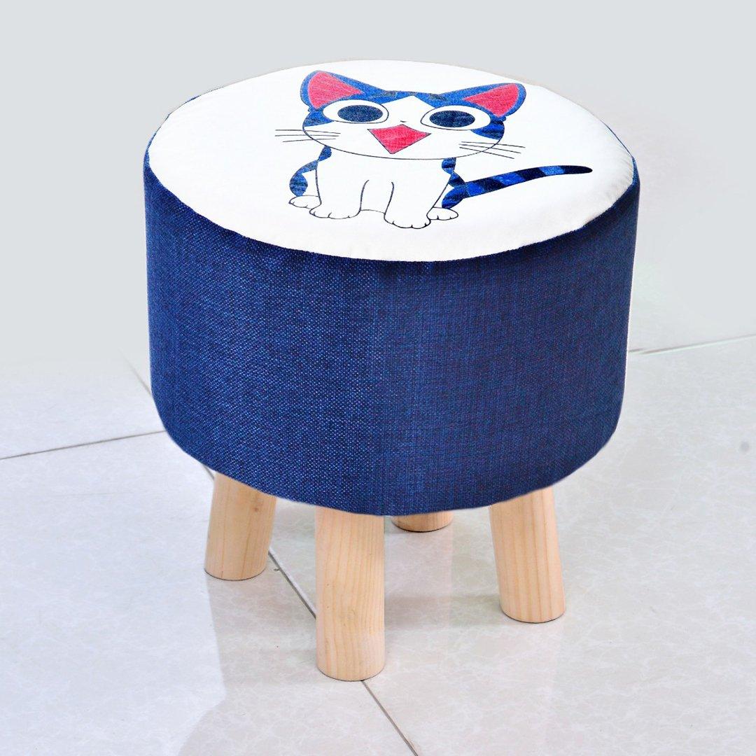 Wooden stool round shape Cat Print-247 - 92Bedding