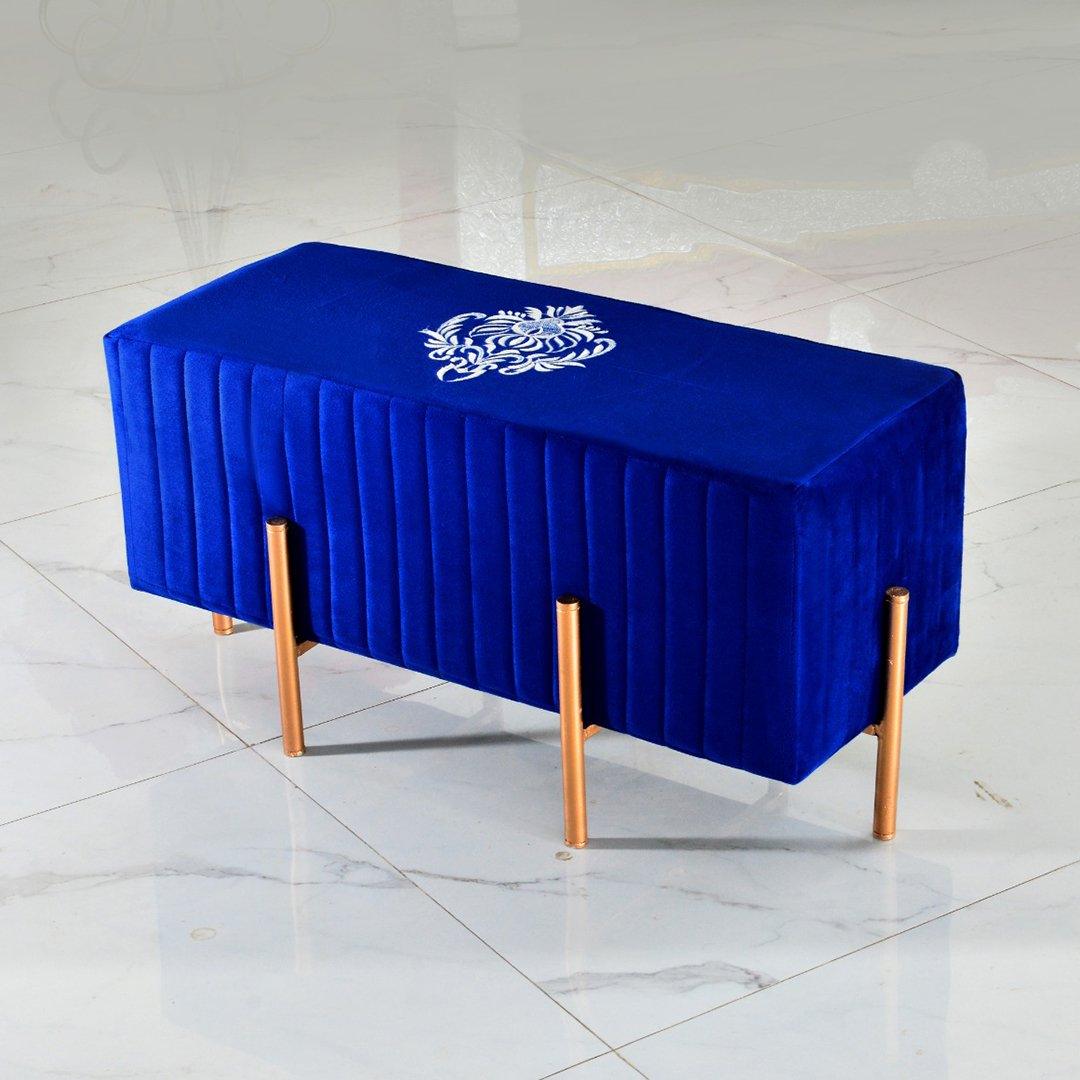 Wooden stool 2 Seater Embroidered With Steel Stand -357 - 92Bedding