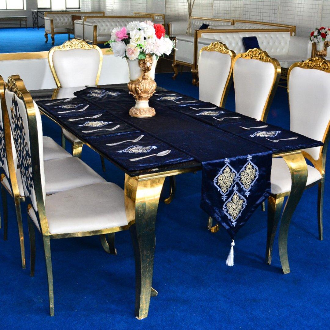 7 pcs Embroidered Table Runner Set With Place Mats 06 - 92Bedding