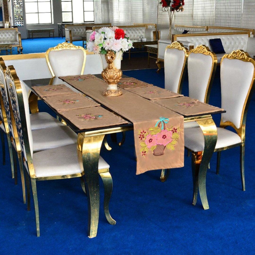 7 pcs Embroidered Table Runner Set With Place Mats 06 - 92Bedding