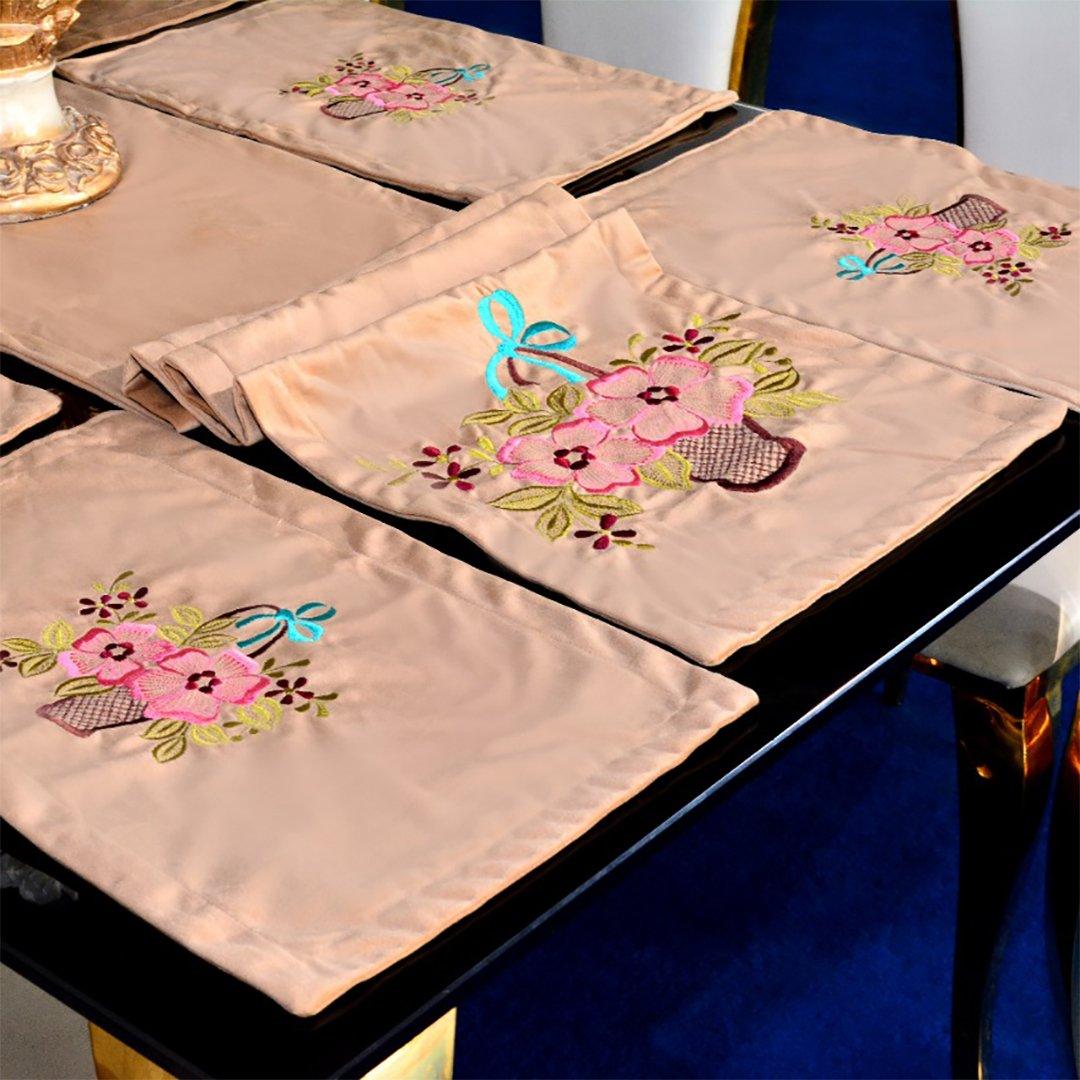 7 pcs Embroidered Table Runner Set With Place Mats 06 - 92Bedding