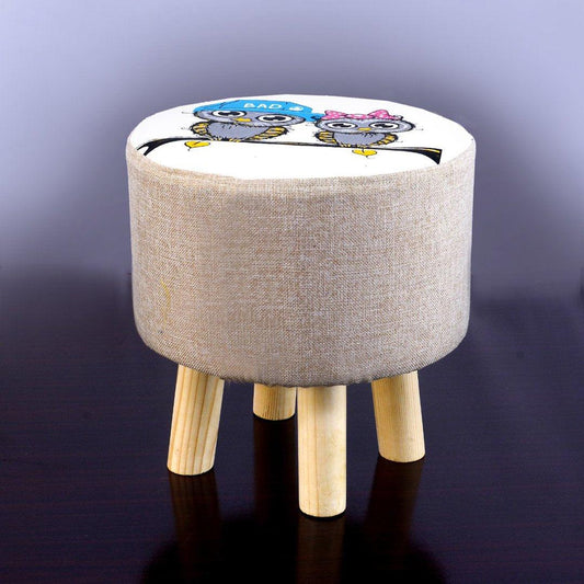 Wooden stool round shape Printed-393 - 92Bedding