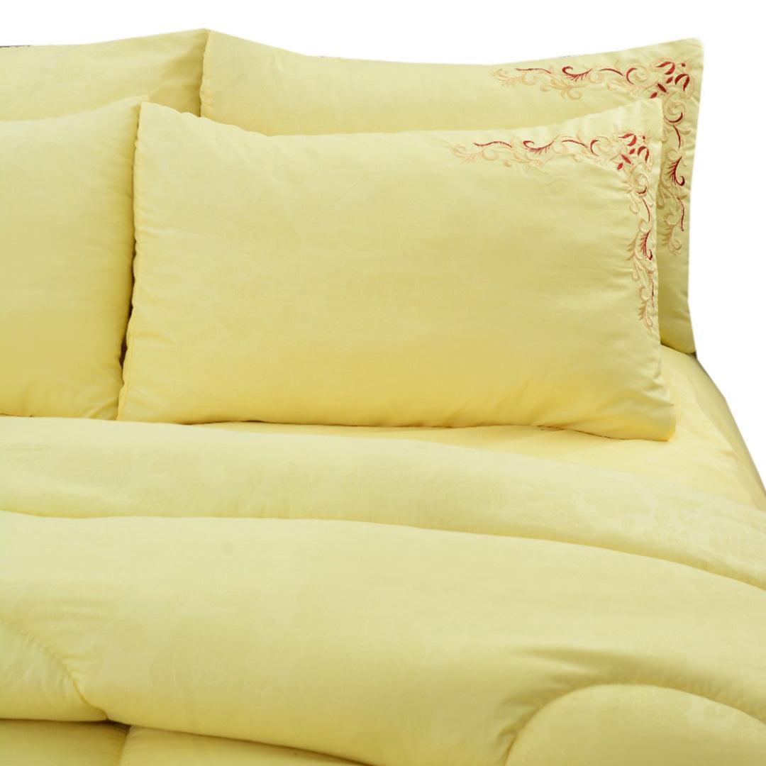Luxury 6 Pcs Marina Embroidered Comforter Set Yellow - 92Bedding