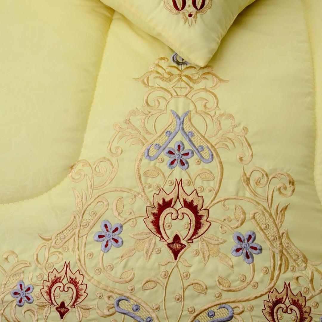 Luxury 6 Pcs Marina Embroidered Comforter Set Yellow - 92Bedding