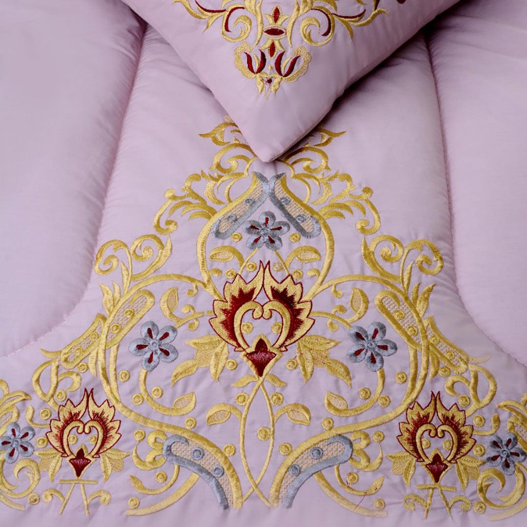 Luxury 6 Pcs Marina Embroidered Comforter Set Pink - 92Bedding