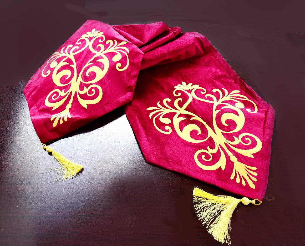 5 Pc's Velvet Embroidered Table Runner Set -119 - 92Bedding