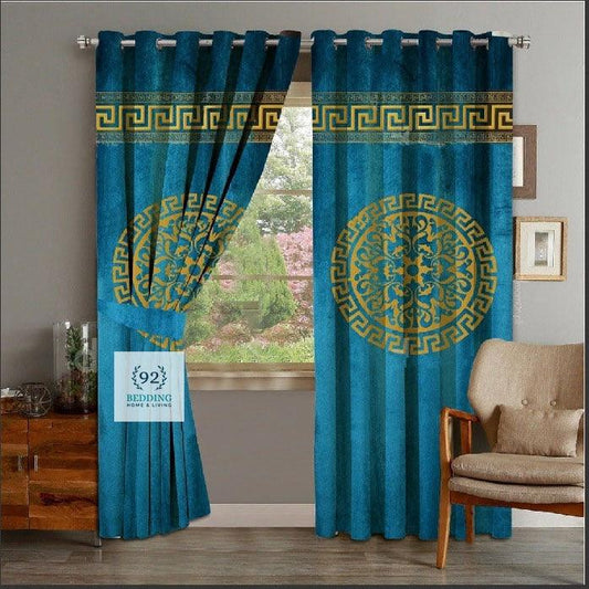 2 Piece Of Primium Velvet Curains With 2 Belts (Zinc&Gold) 43 - 92Bedding