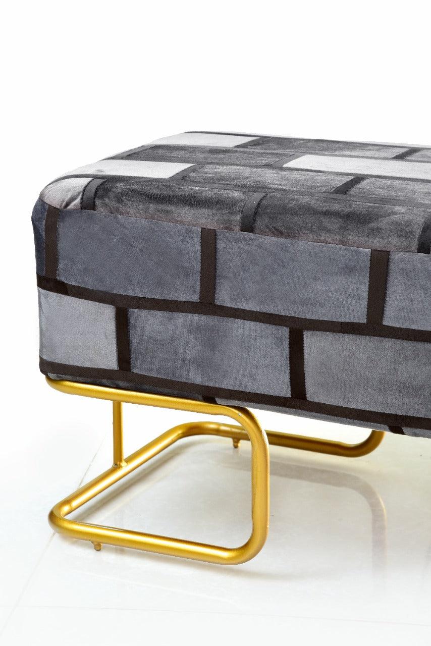 Luxury 3 Seater Printed Stool With Metal Frame - 1013 - 92Bedding