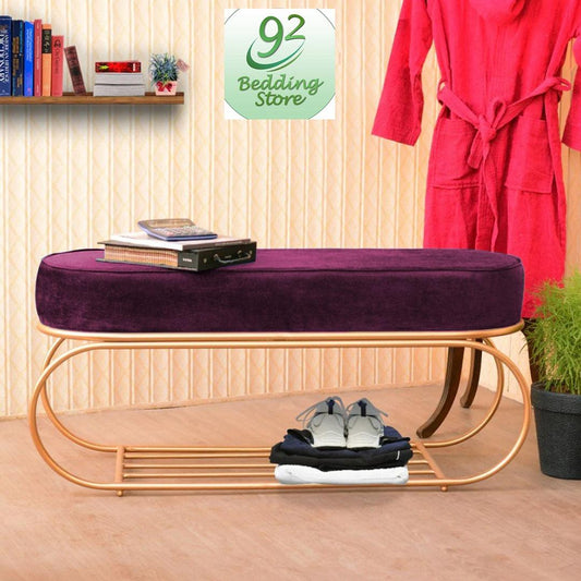 3 SEATER LUXURY STOOL WITH SHOE RACK - 1004 - 92Bedding