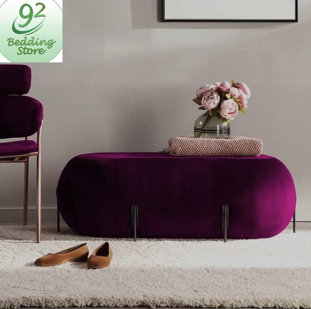 Luxury Ottoman Stool With Steel Legs -1037 - 92Bedding
