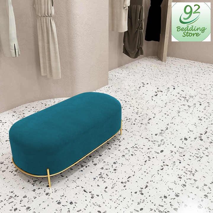 3 Seater Luxury Velvet Stool With Steel Stand -1056 - 92Bedding