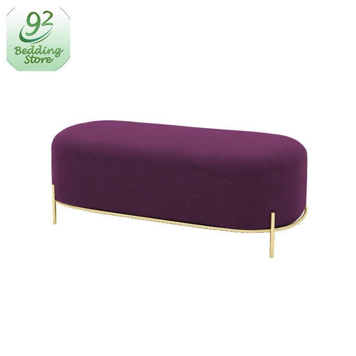 3 Seater Luxury Velvet Stool With Steel Stand -1056 - 92Bedding