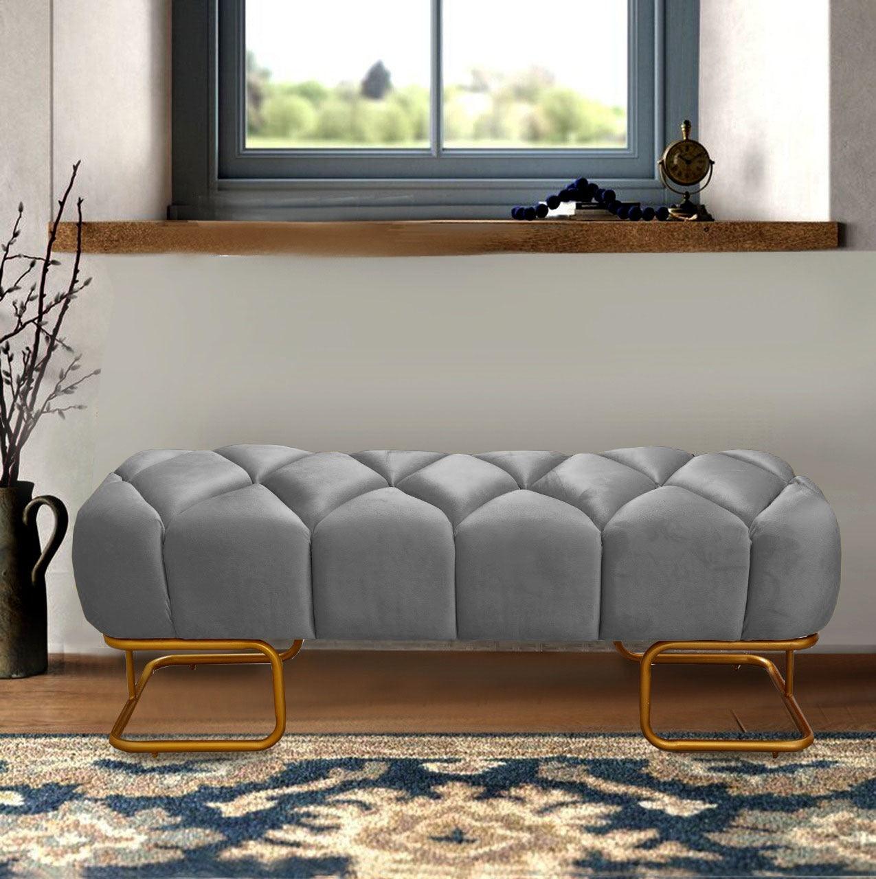 Luxury 3 Seater Poufy Steel Stool With Steel Frame -1056 - 92Bedding