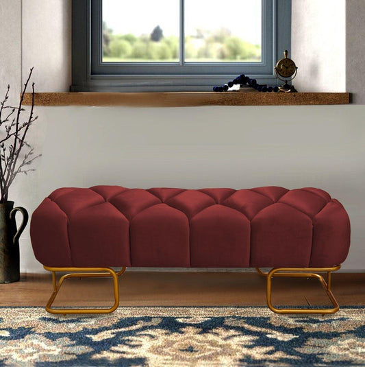 Luxury 3 Seater Poufy Steel Stool With Steel Frame -10478 - 92Bedding