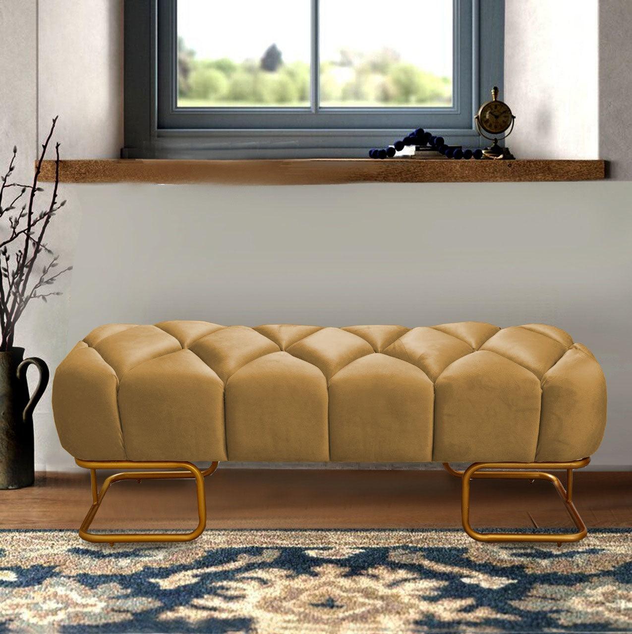 Luxury 3 Seater Poufy Steel Stool With Steel Frame -1047 - 92Bedding