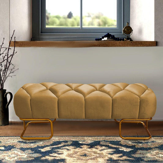 Luxury 3 Seater Poufy Steel Stool With Steel Frame -1047 - 92Bedding