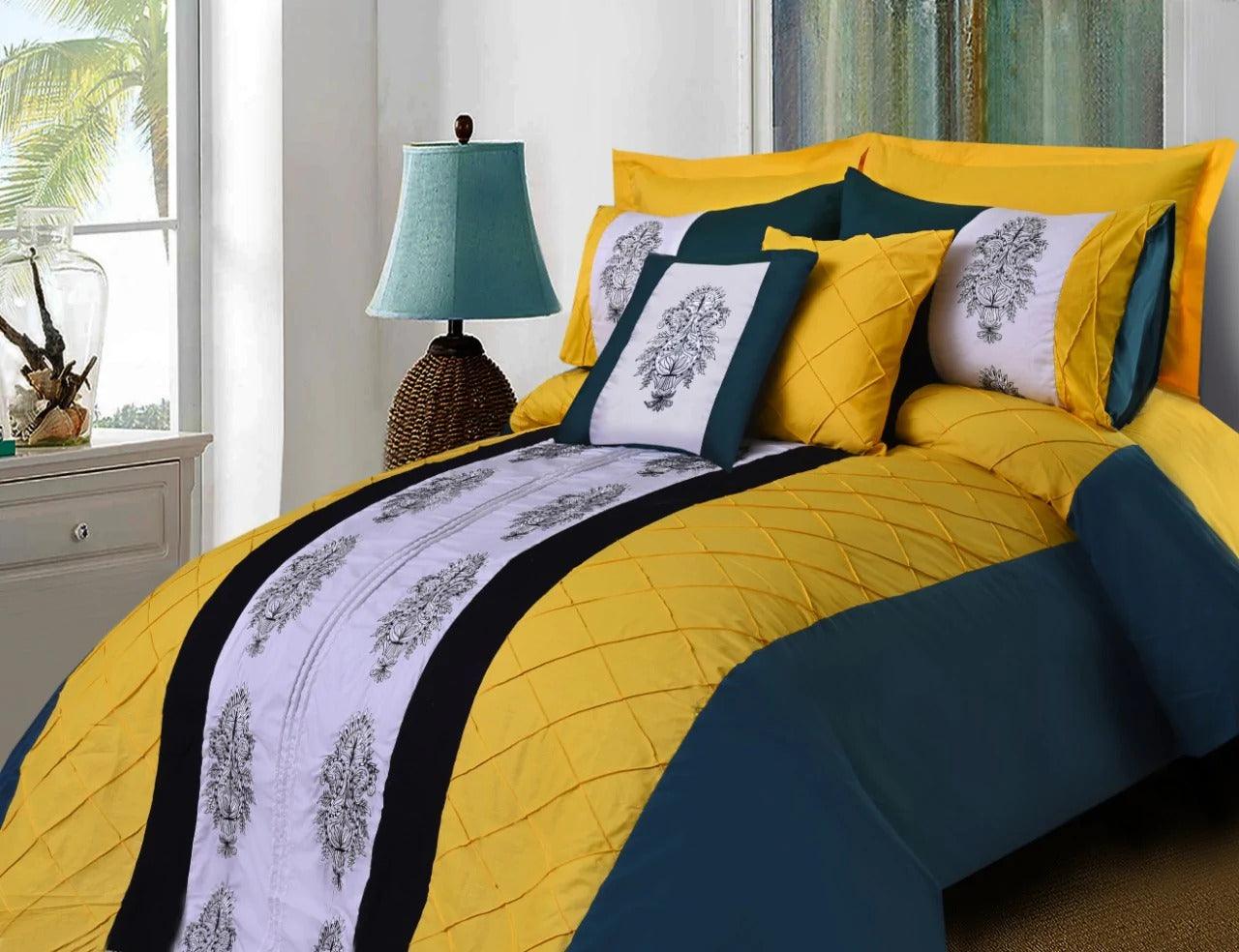 Luxury Cross Pleated Embroidered Duvet Set - 92Bedding