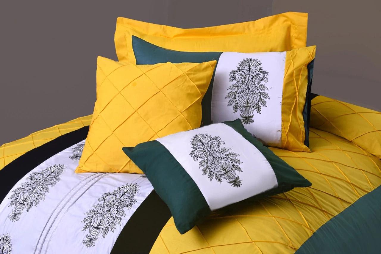 Luxury Cross Pleated Embroidered Duvet Set - 92Bedding
