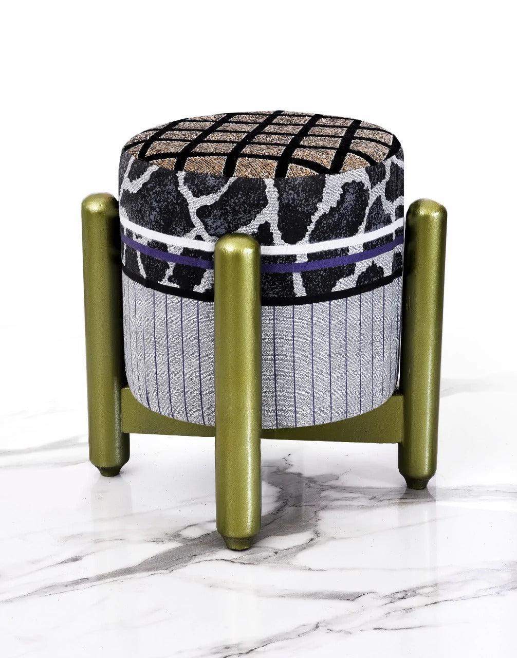 Drone Shape Wooden Stool With Steel Frame -1090 - 92Bedding