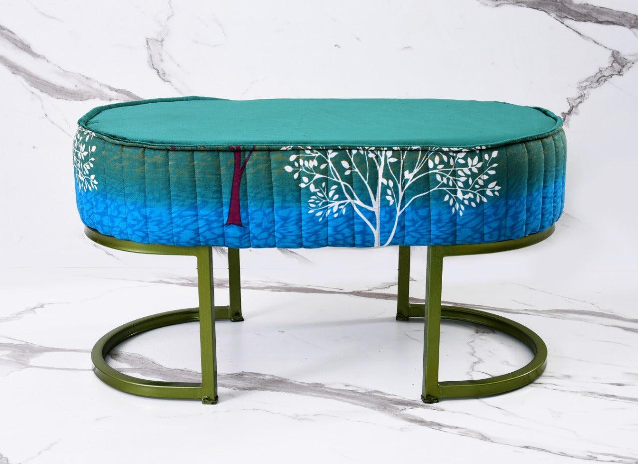 2 Seater Luxury Printed Stool With Steel Stand -1112 - 92Bedding