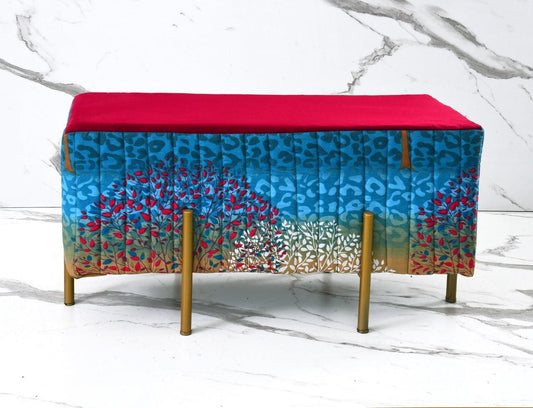2 Seater Luxury Printed Stool With Steel Stand -1118 - 92Bedding