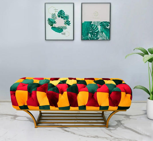 3 Seater Ottoman Printed Stool With Shoe Rack -1126 - 92Bedding