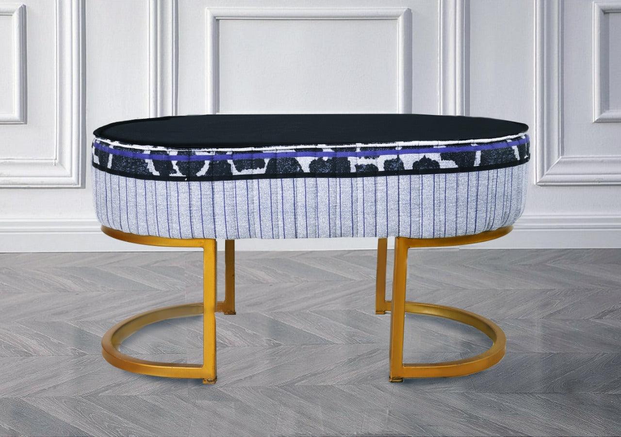 2 Seater Luxury Printed Stool With Steel Stand -1111 - 92Bedding