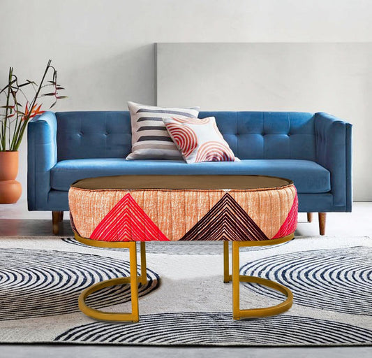 2 Seater Luxury Printed Stool With Steel Stand -1117 - 92Bedding