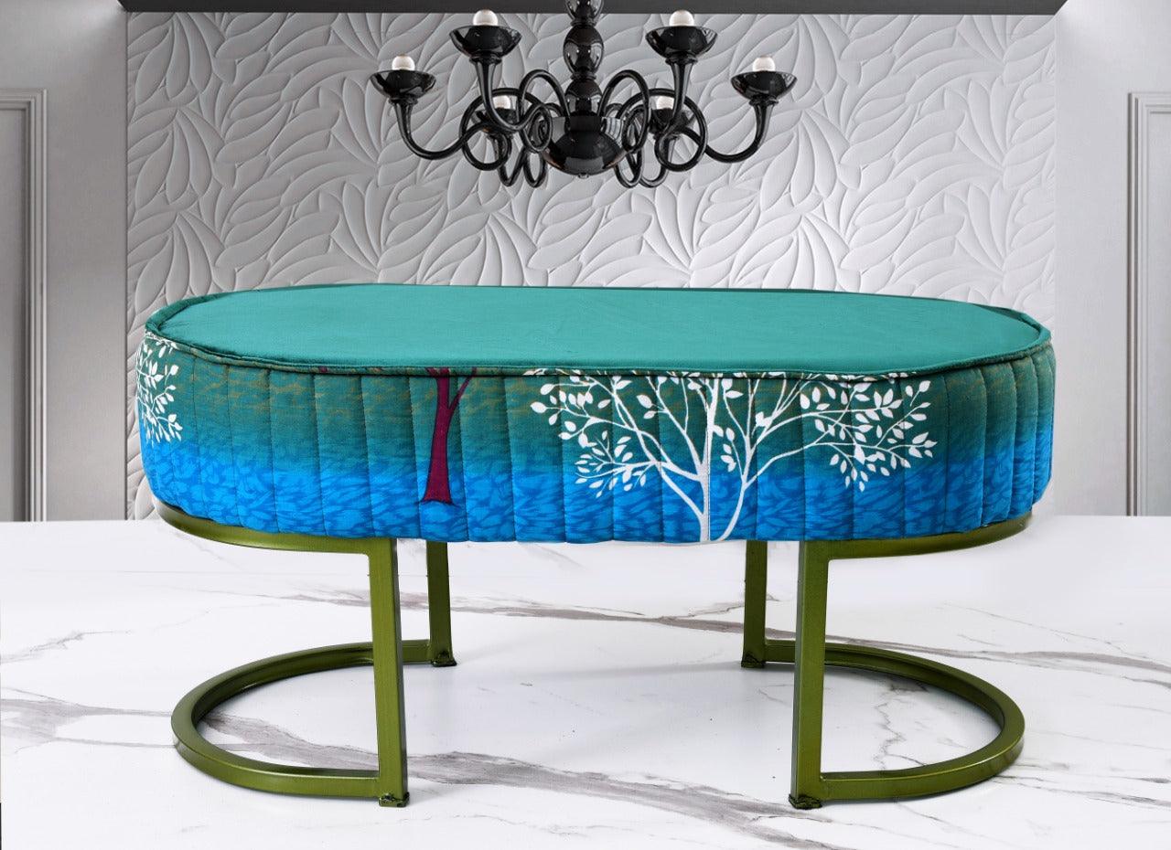 2 Seater Luxury Printed Stool With Steel Stand -1112 - 92Bedding
