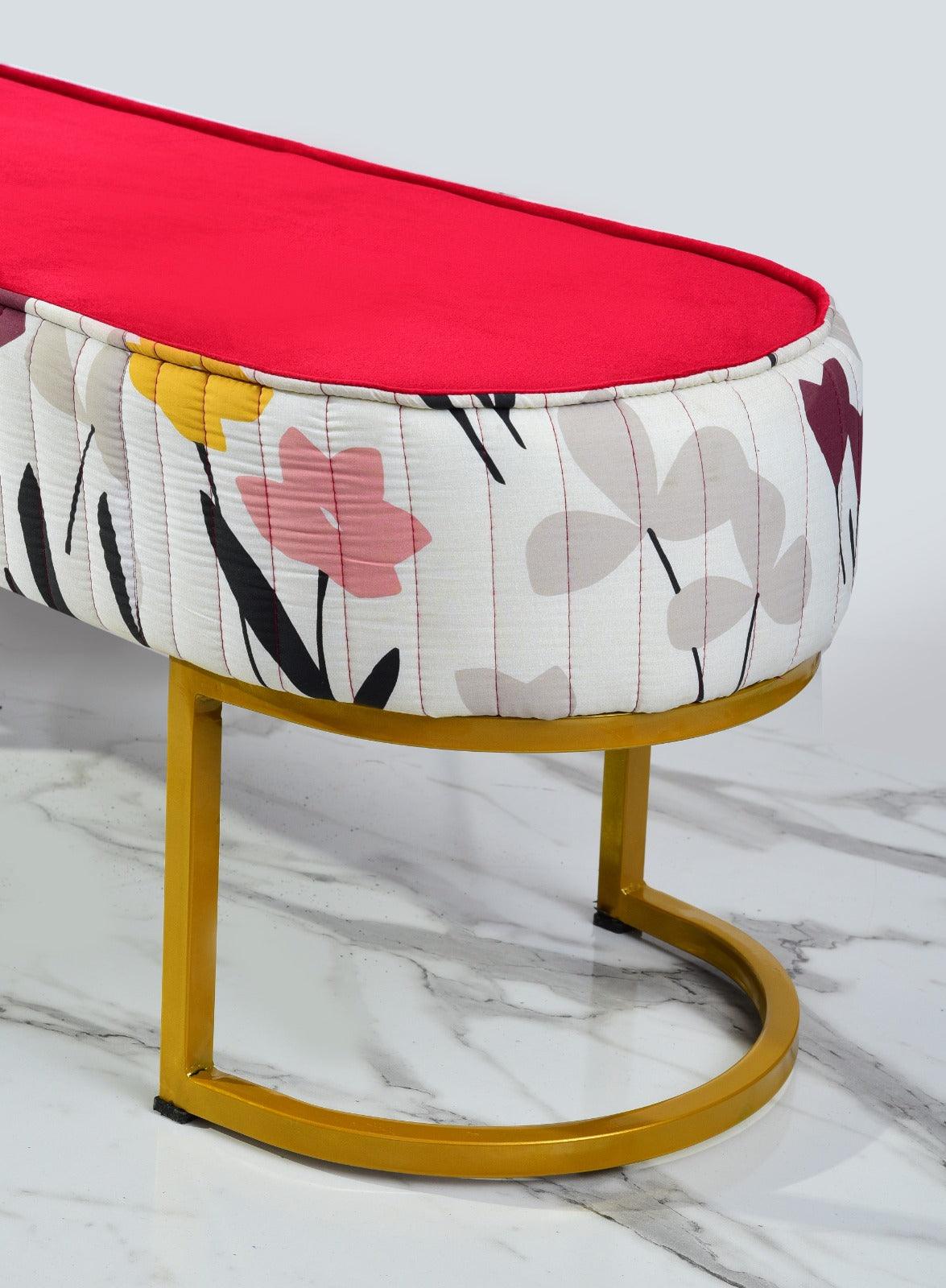 Luxury Wooden stool 3 Seater Printed With Steel Stand -1175 - 92Bedding