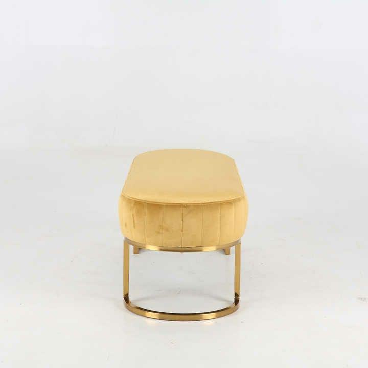 3 Seater Luxury Velvet Stool With Golden Steel Stand -1099 - 92Bedding