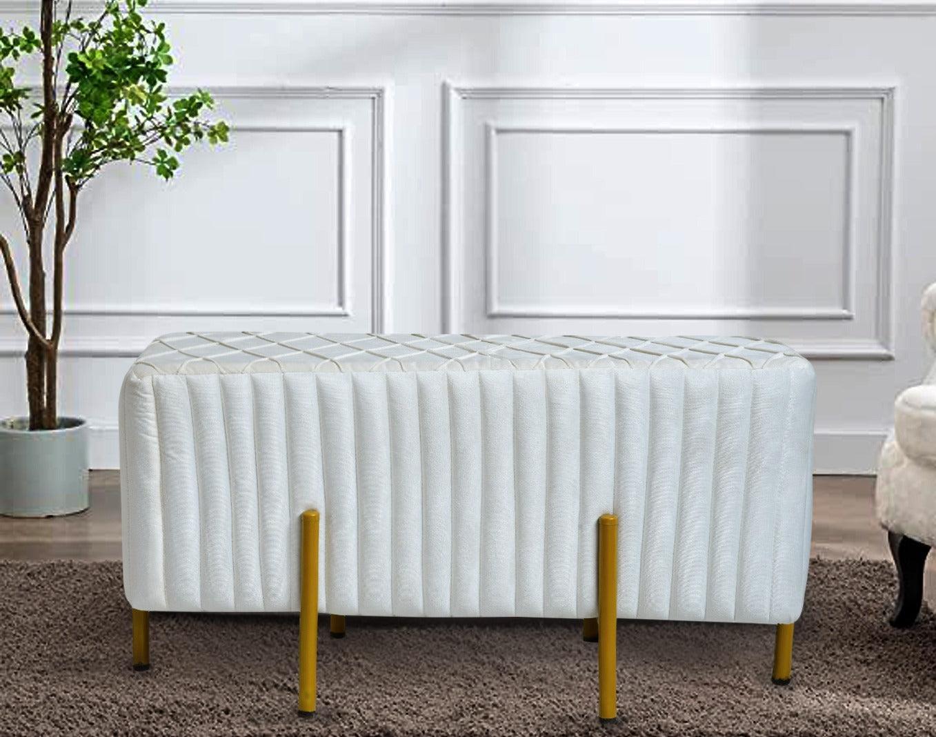 2 Seater Luxury Velvet Stool With Steel Stand -1203 - 92Bedding