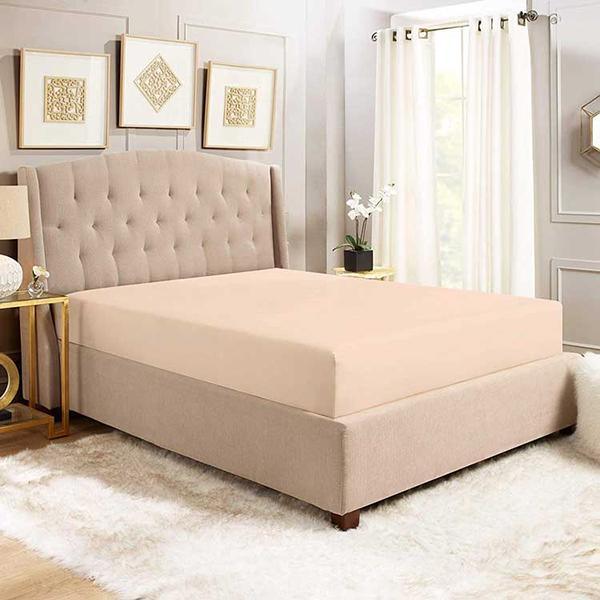 Dyed Fitted Cotton Sheet Beige - 92Bedding