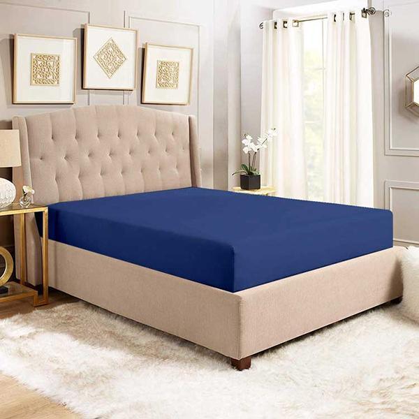 Dyed Fitted Cotton Sheet Navy - 92Bedding