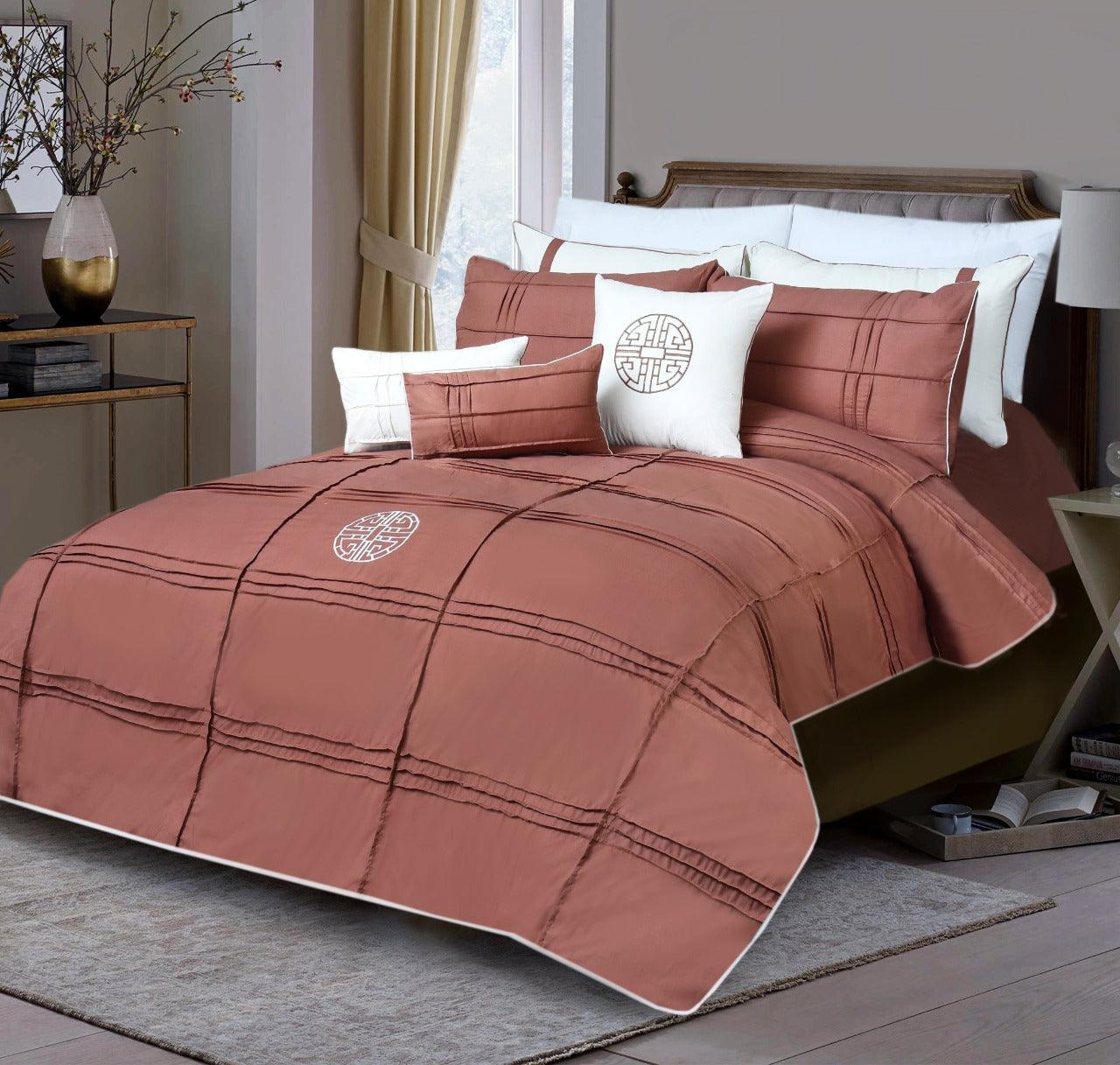 9 Pc's Pleated Embroidered & Corded Duvet Katha - 92Bedding