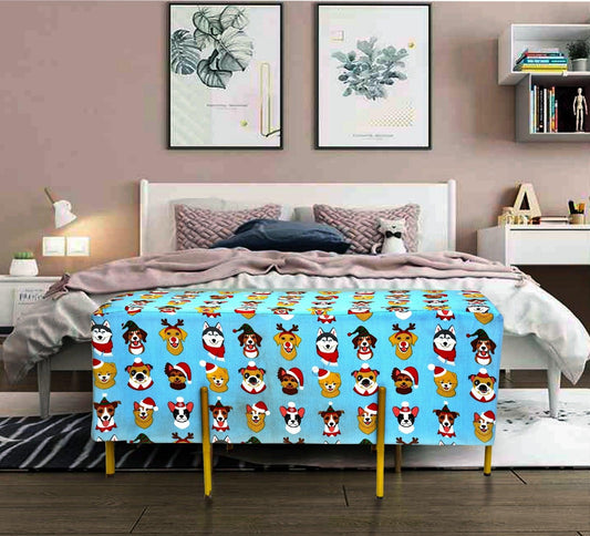 2 Seater Luxury Printed Stool With Steel Stand -1232 - myhomestyle.pk